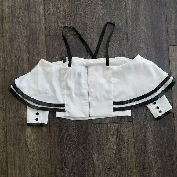 Haute Rogue Ruffle Black and White Top - small - Picture 6 of 7